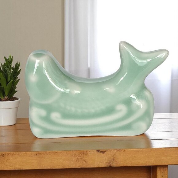 Knife Chopstick Rests Ceramic Lot Of 8 Celadon Green Koi Fish Waves Chop Stick - Picture 5 of 9